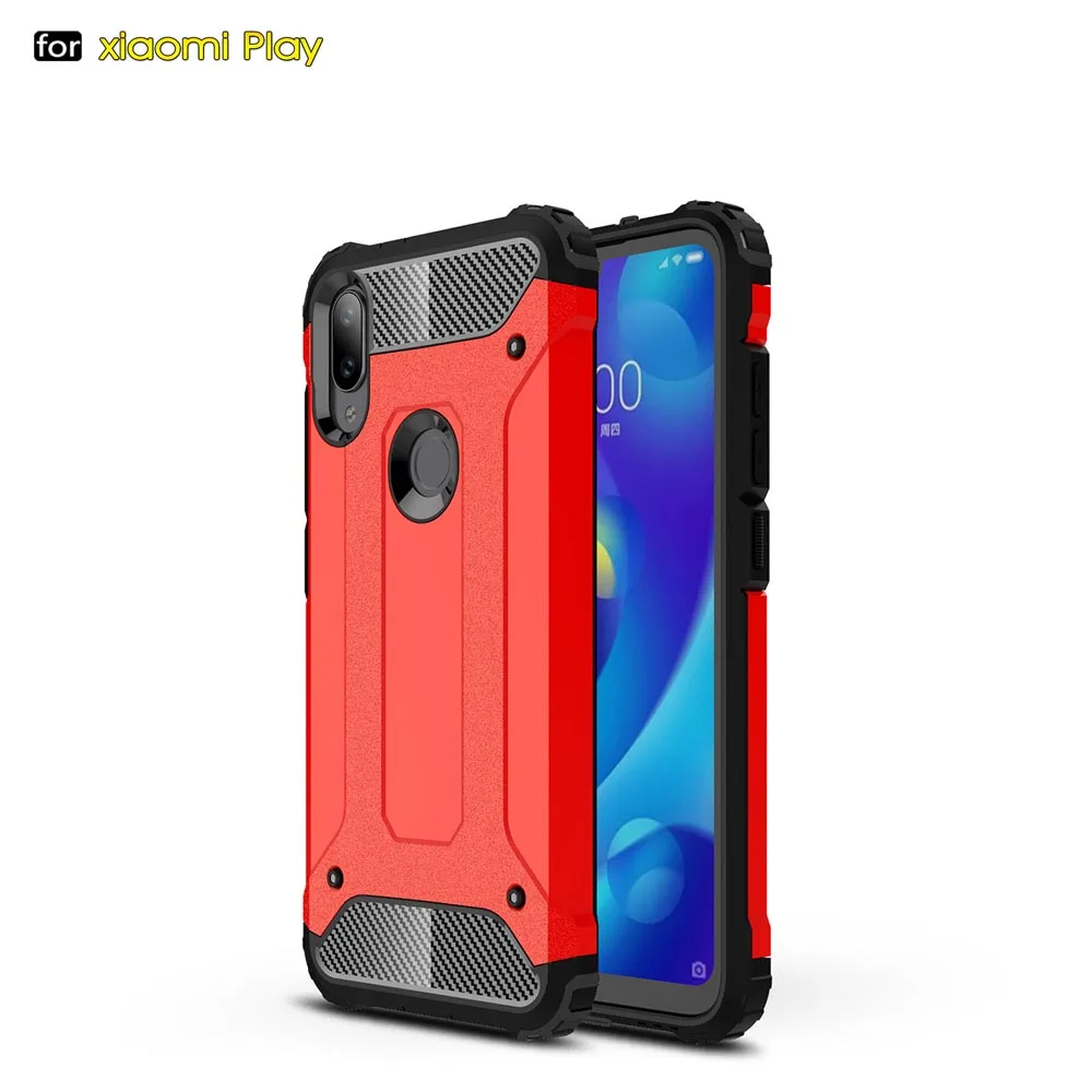 Противоударный чехол-броня Coque 5.84For Xiaomi mi Play чехол для Xiaomi mi играть mi Play чехол для телефона чехол-лента на заднюю панель - Цвет: Red