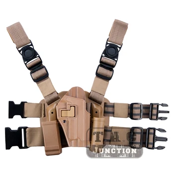 

Tactical CQC Serpa Right Hand Drop Leg Thigh Quick Draw Pistol Holster w/ Magazine & Flashlight Pouch for Sig Sauer P226 P229