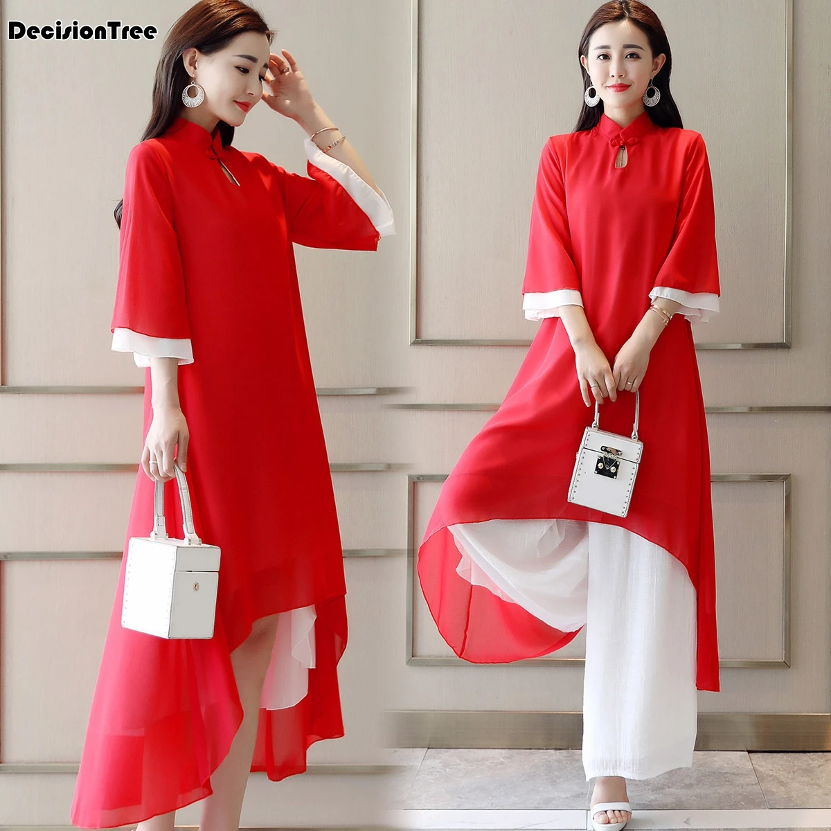

2019 full sleeve aodai vietnam cheongsam dress for women traditional clothing ao dai qipao dress