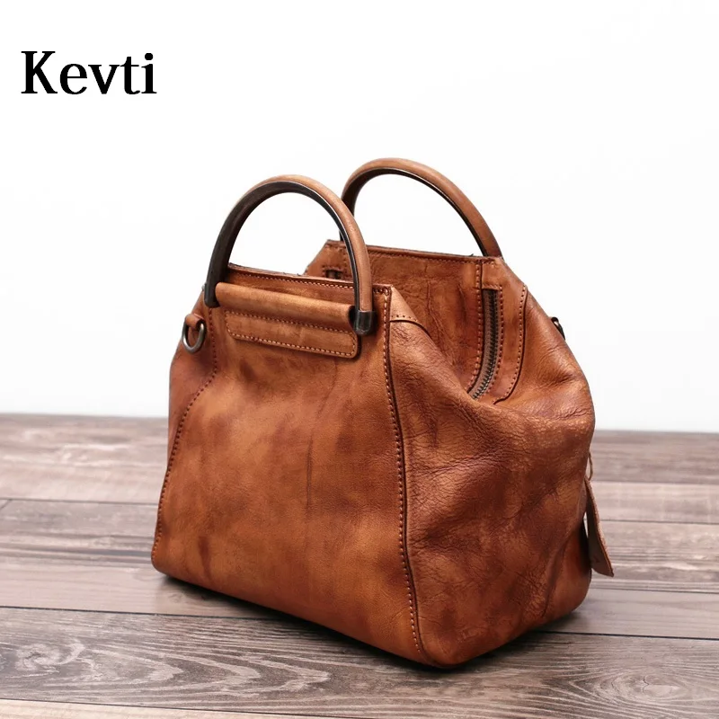 New Arrival Vintage Genuine Leather Handbag Women Cowhide Vintage