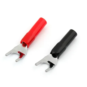 

Areyourshop Speaker Banana Spade Plug Jack Solderless Y Fork Rhodium Plated Adapter Red Black 20Pcs