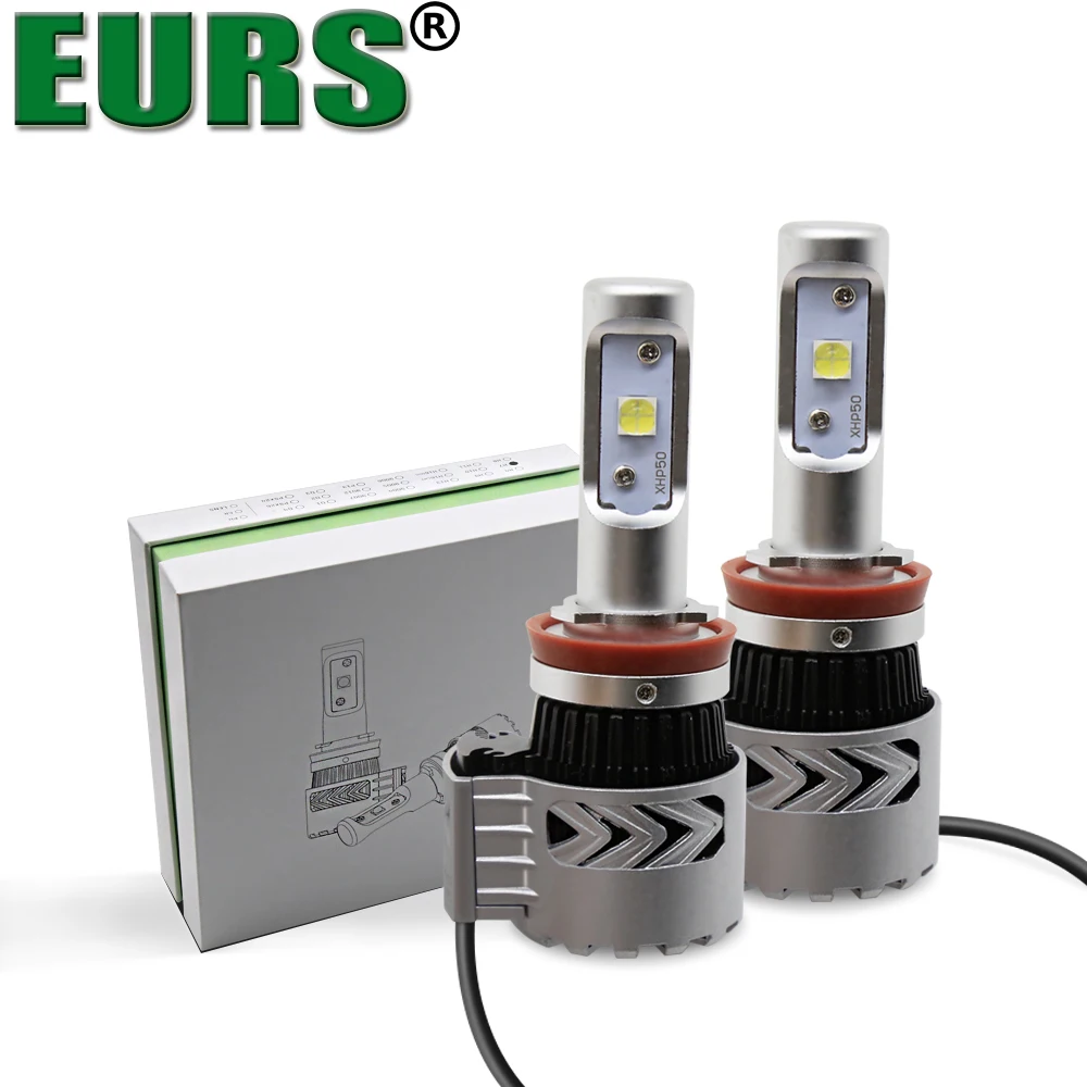 

EURS(TM) 2PCS popular universal automobile hid conversion kits waterproof IP68 6500k led H7 XHP50 H1 H4 H11 72W G8 headlights