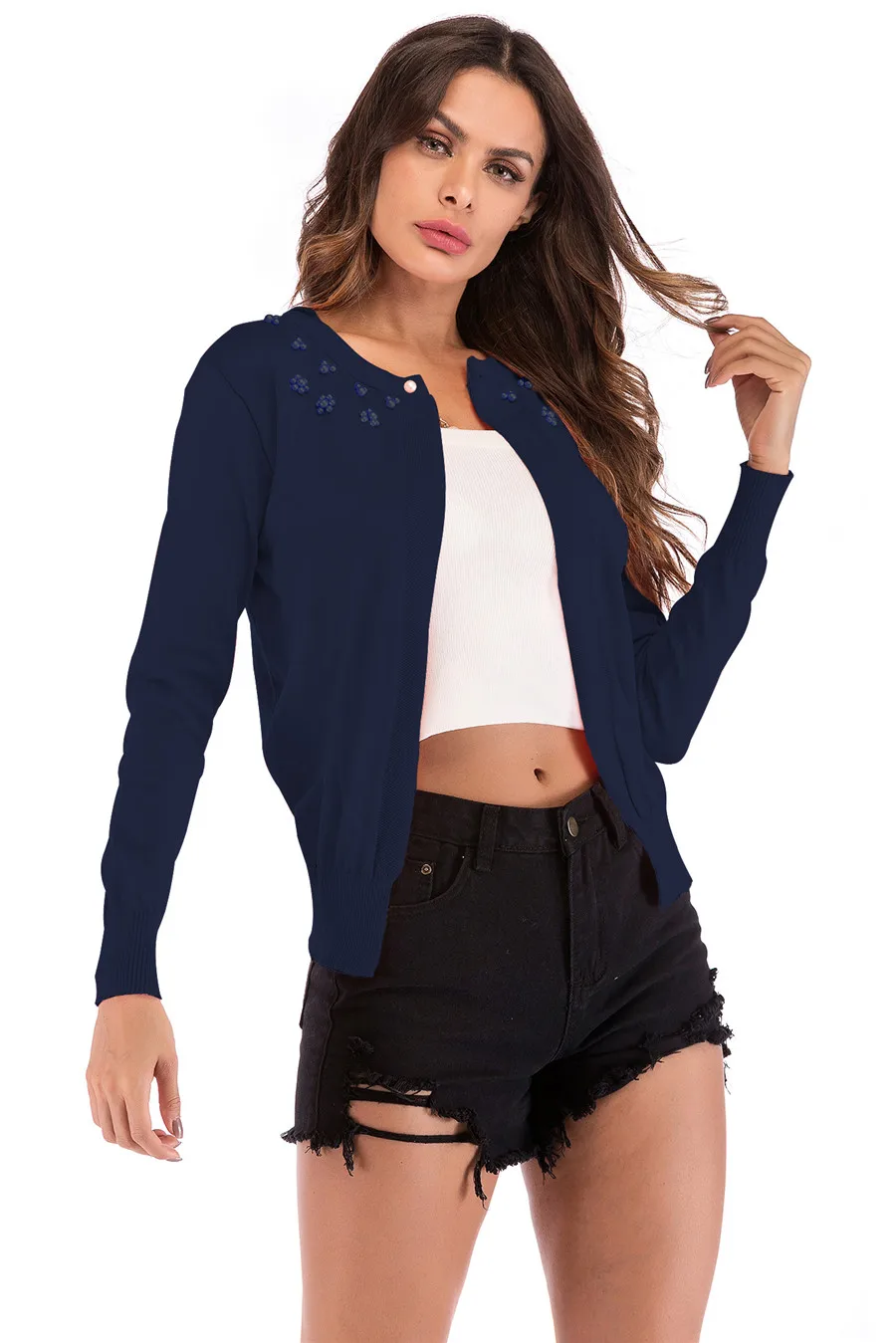 Gladiolus New Autumn Winter Sweater Women 2018 Long Sleeve Beading Single Button Casual Knitted Cardigan Women Sweater Jumpers (16)