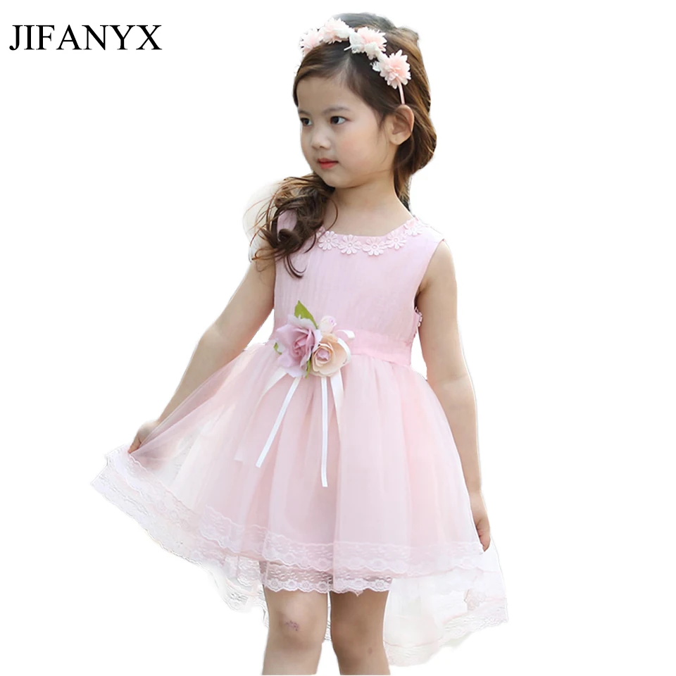 

JIFANYX Baby Girls Lace Flower Dresses Sleeveless Organza Floral Dresses Kids Princess Wedding Birthday Party Mermaid Dress
