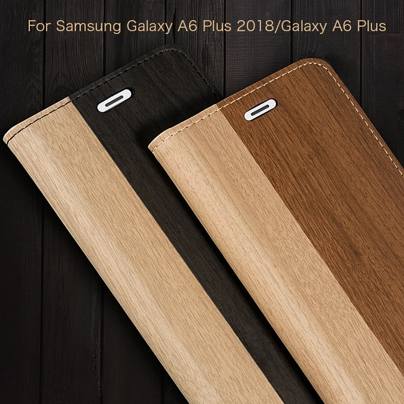 Кожаный чехол для телефона samsung Galaxy A6 Plus 2018 деловой откидной Чехол книжка