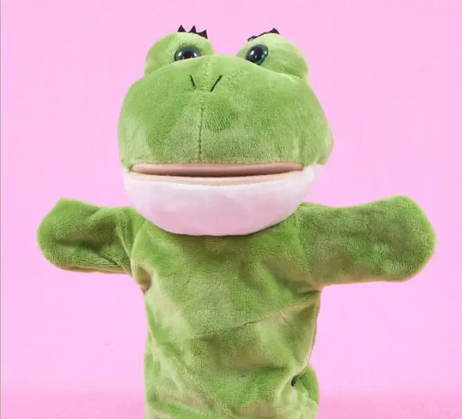 Плюшевая игрушка ручная кукла мультфильм животное кукла рот активный детский сад родитель-ребенок взаимодействие - Цвет: Frog