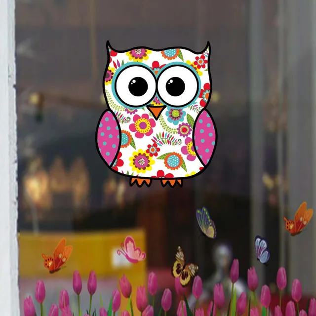 Cute Baby Owl Laptop Sticker Cartoon Flower Animal Vinyl Decal For