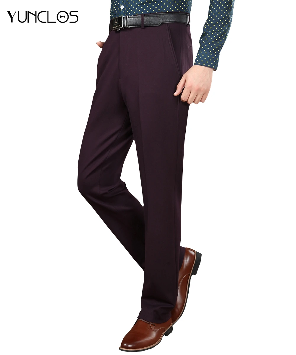 YUNCLOS брюки для официального костюма для мужчин фиолетовый Pantalon Hombre длинные брюки мужские классические дизайнерские деловые повседневные длинные брюки