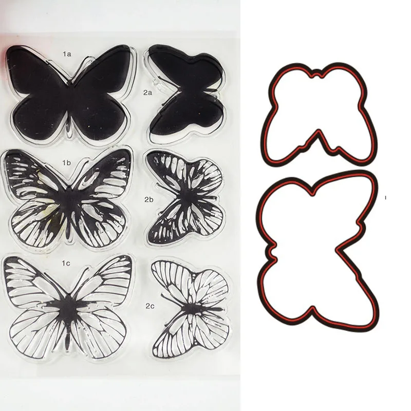 

Layers butterfly Transparent clear stamp/Matched Metal Cutting Dies Stencils for DIY Scrapbooking Stamp Embossing card making