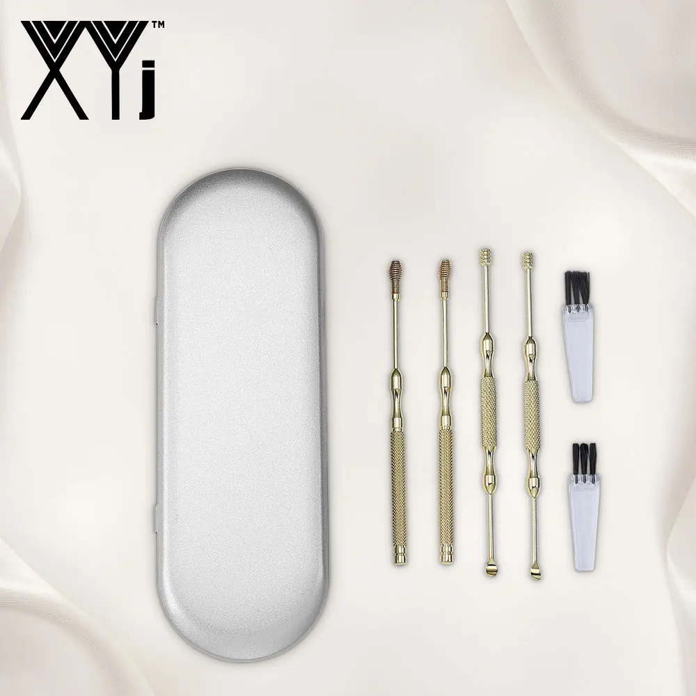 

Stainless Steel Ear Pick Kit 4 in 1 Ear spoon Ear Wax Pickers Double-ended Wax Removal Curette Cleaner Rotating Earpick Ear Care