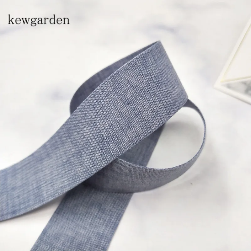 Kewgarden упаковочная лента матовая джинсовая лента " 25 мм вручную изготовленная лента бант для волос атласная лента Riband 25 ярдов - Цвет: Светло-голубой