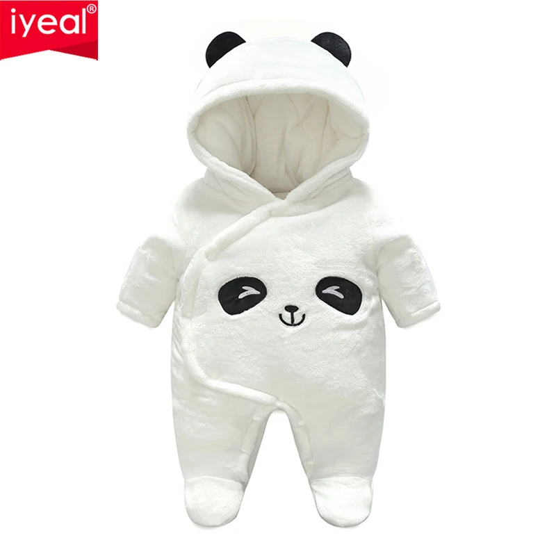

IYEAL New Cute Cartoon Warm Flannel Baby Rompers Cotton Hooded Newborn Boy Girl Animal Overalls Toddler Outwear Infant Jumpsuits