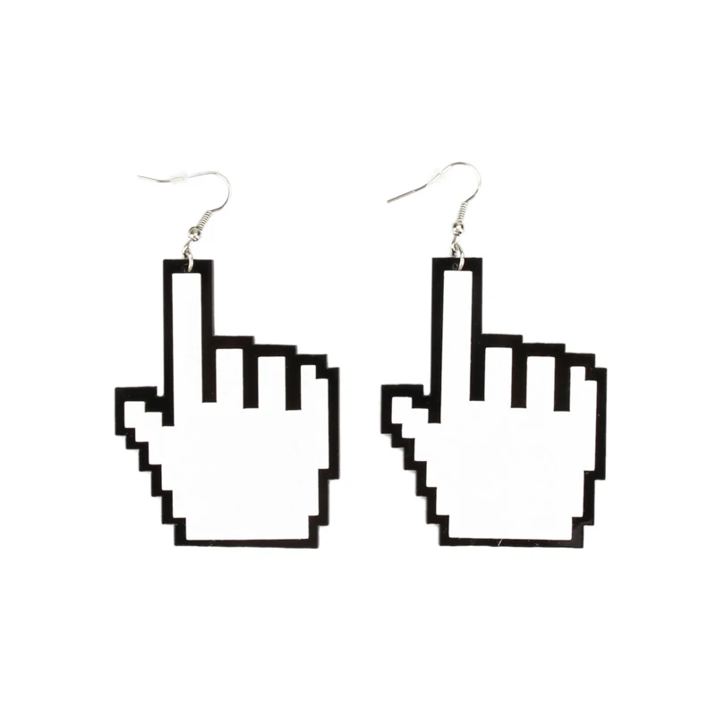 

Female Hip Hop Night Club Jewelry Acrylic White Hand Drop Earrings