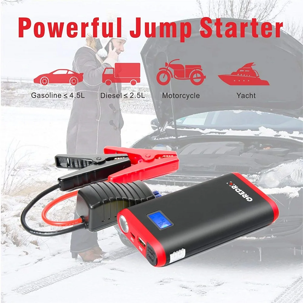9000mAh Car Jump Starter 500A Auto External Car Battery Multi-function Vehicle Emergency Battery Booster Car Starter Power Bank