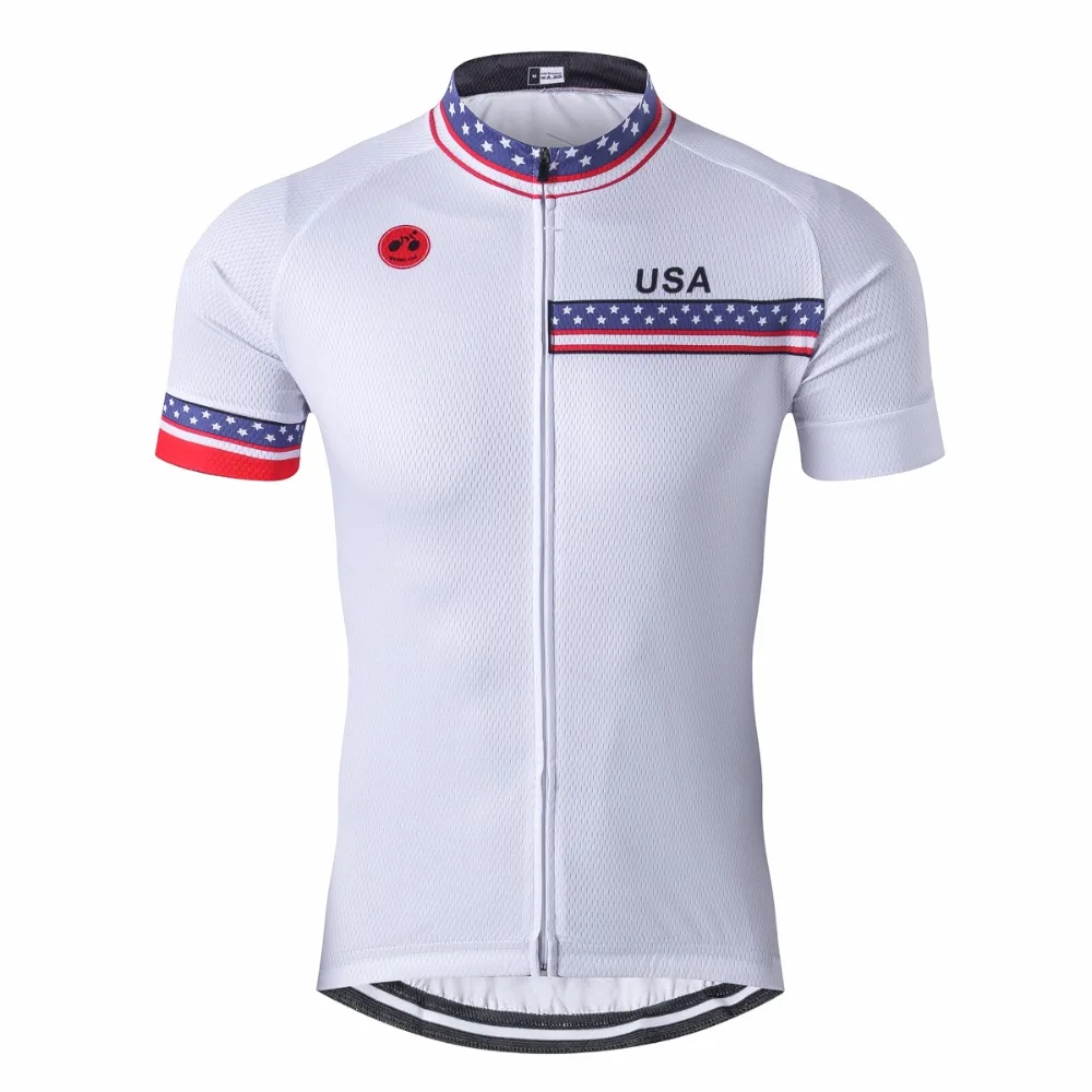 Usa الدراجات جيرسي الرجال ملابس الدراجة دراجة أعلى روبا ciclismo مايوه mtb قصيرة الأكمام فريق سباق القمصان الرياضية Whit2017