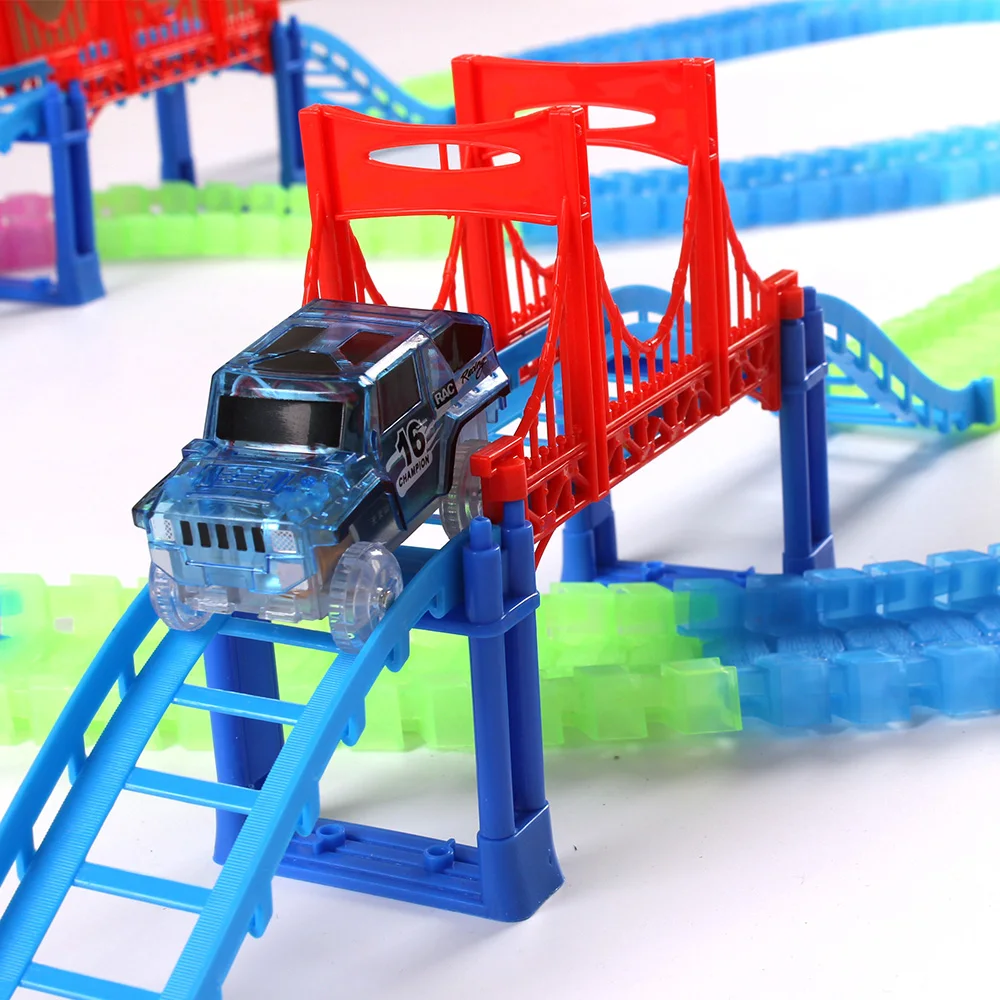 

360pcs/set DIY Track Electric Rail Car Model Set with mini car Magic glow dark track Gift For Kids