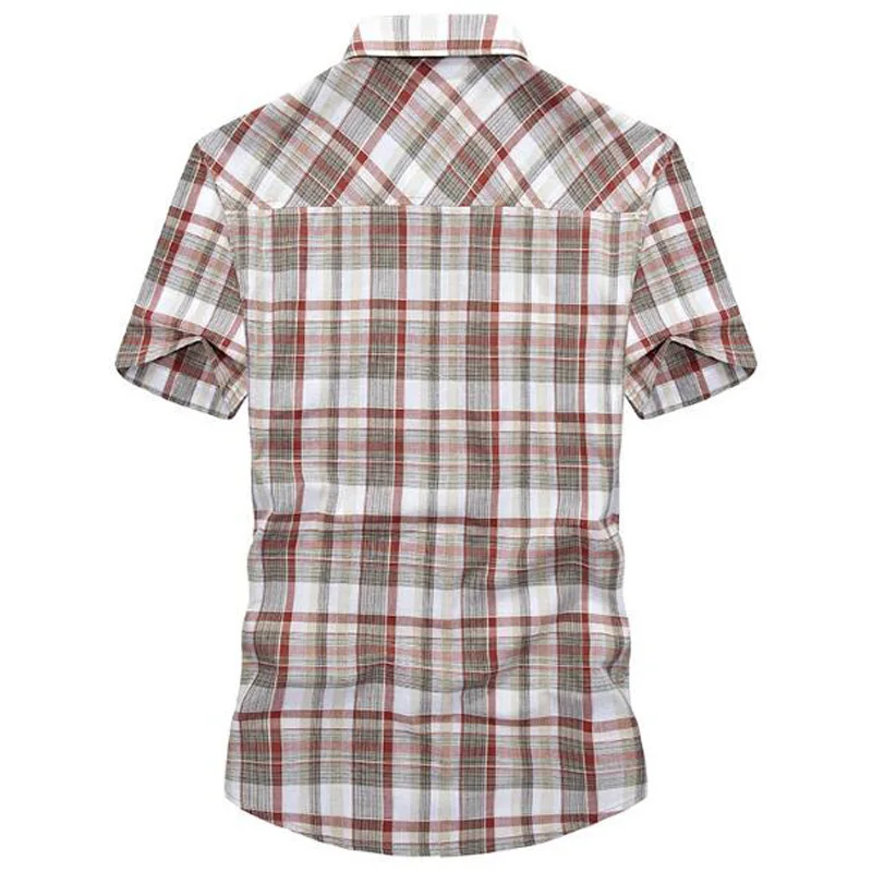 Goede Nieuwe Mannen Shirts Merk Casual Katoenen Shirt Korte Mouwen Jong Man Losse Zomer Plaid Plus Size Shirt