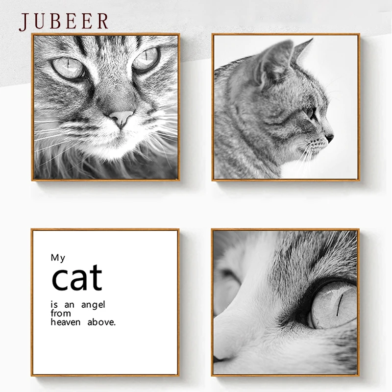

Scandinavian Style Decorative Painting Cute Animal Cat Poster And Print Fashion Frameless Painting for Living Room Bedroom