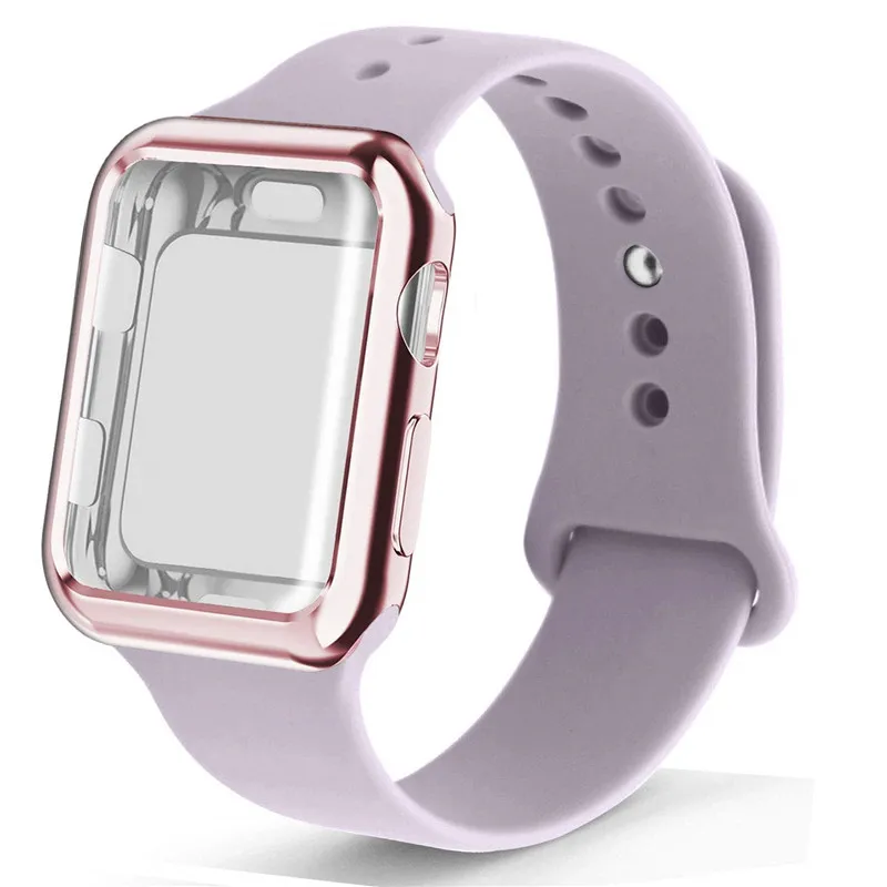 Ремешок для Apple Watch Series 4 44 мм 40 ремешок 1/2/3 38 42 силиконовый спортивный с ТПУ чехол