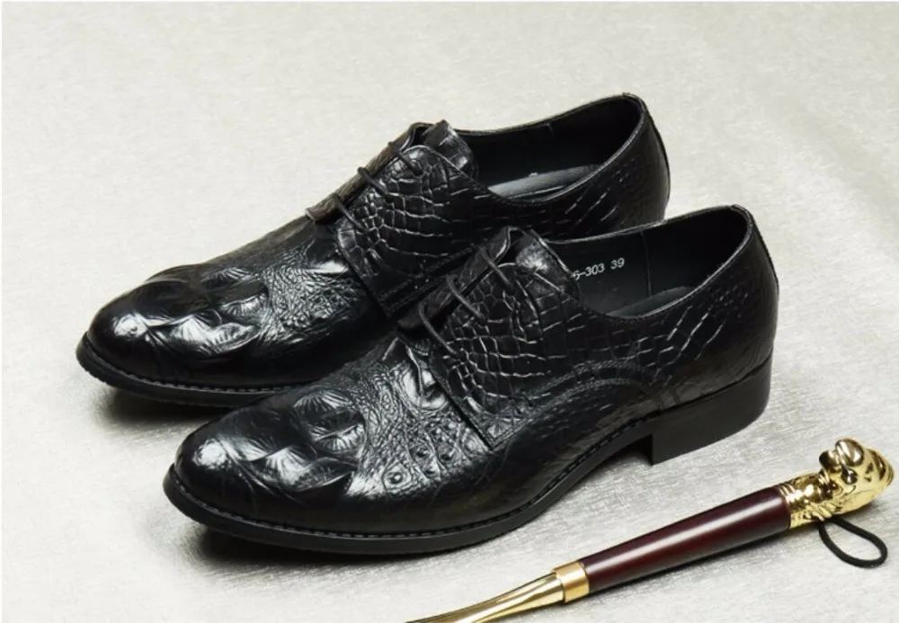 

Crocodile Wine Red Mens Dress Oxfords Genuine Leather Men Wedding Party Formal Shoes Oxfords Breathable Lace Up Shoes