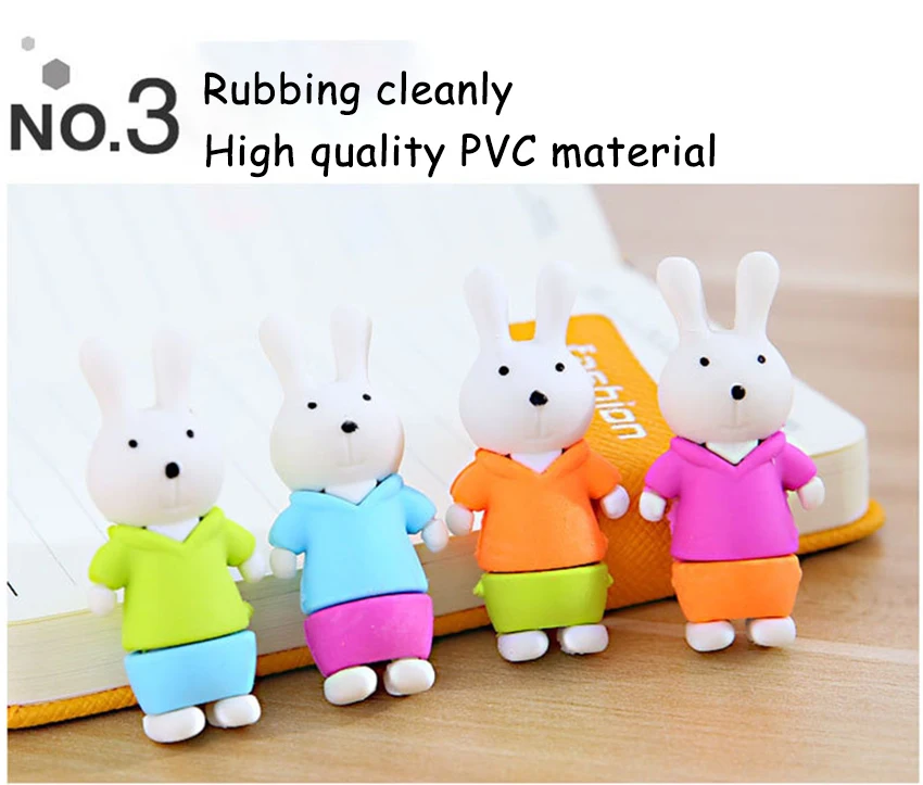 1 шт. 3D Kawaii Rabbit карандаш стационарный ластик для студентов съемные нетоксичные потертые ластики принадлежности для начальной школы детские награды