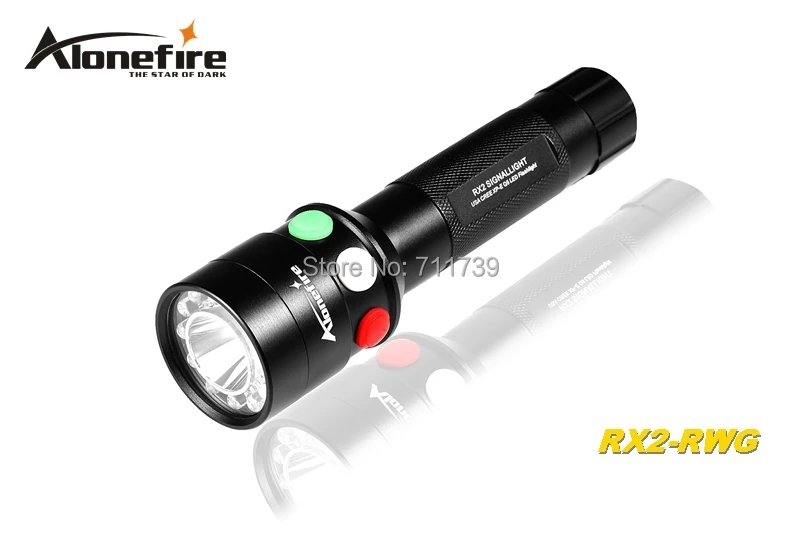 

AloneFire RX2-RWG CREE Q5 LED Red White Green light Multi-function railway signal light flashlight torch lamp For 3xAAA or 18650