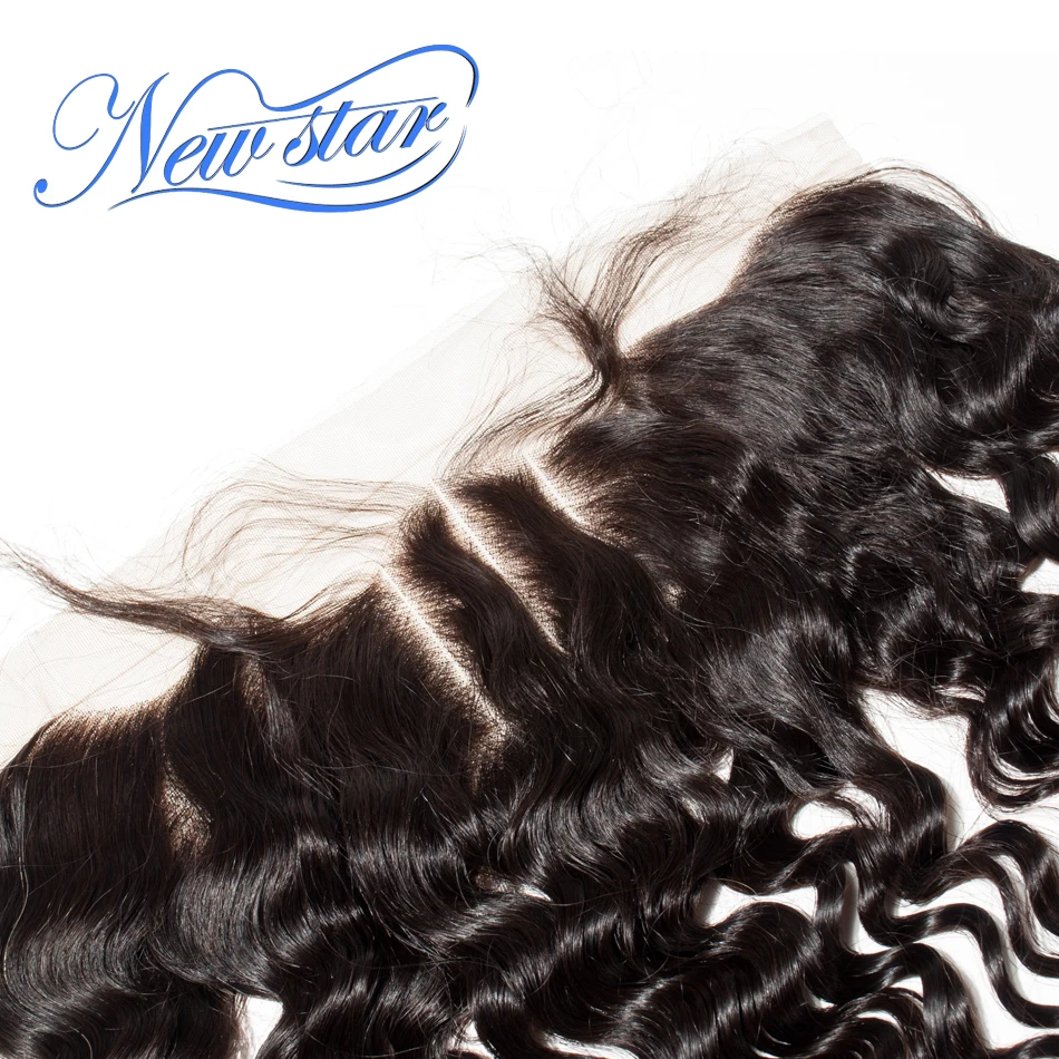 New Star Hair Brazilian Deep Wave 13x4 Lace Frontal Closures 3 Part Ear to Ear Pre Plucked Hairline Natural Color Virgin Hair