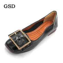 Сезон весна-лето; женские кожаные туфли на плоской подошве; женские тонкие туфли; Неглубокий квадратный носок; балетки на плоской подошве; женская повседневная обувь