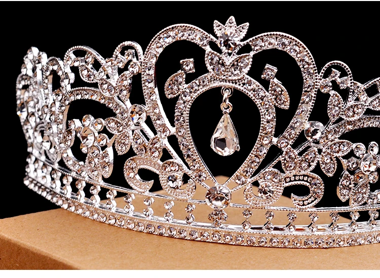 Europeu Do Vintage Joias de Prata Noiva Quinceanera Coroas De Cristal Strass Tiaras Pageant acessorios Do Cabelo Do Casamento Acessórios Para Noivas (10)