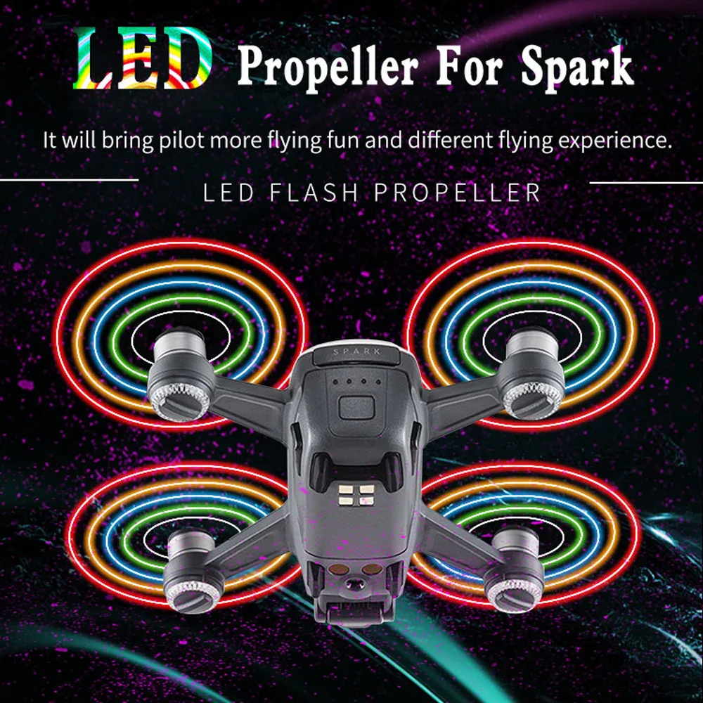1 пара Spark светодиодный флэш-пропеллеры лезвия реквизит Перезаряжаемый для дрона DJJ Spark 20J Прямая