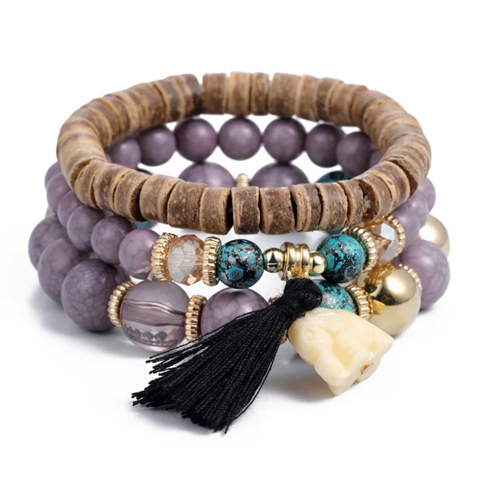 4 шт Boho крылья сердце Подвеска Шарм DIY бусины браслеты Набор для женщин Лава браслет с камнями браслет браслеты удивительная цена - Окраска металла: SL1283