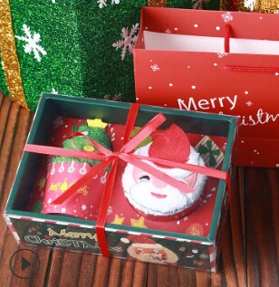Санта Клаус снеговики, елки хлопок супер мягкое полотенце вечерние декор, Рождественский подарок домашняя комната полотенце s Набор - Цвет: 2PCS