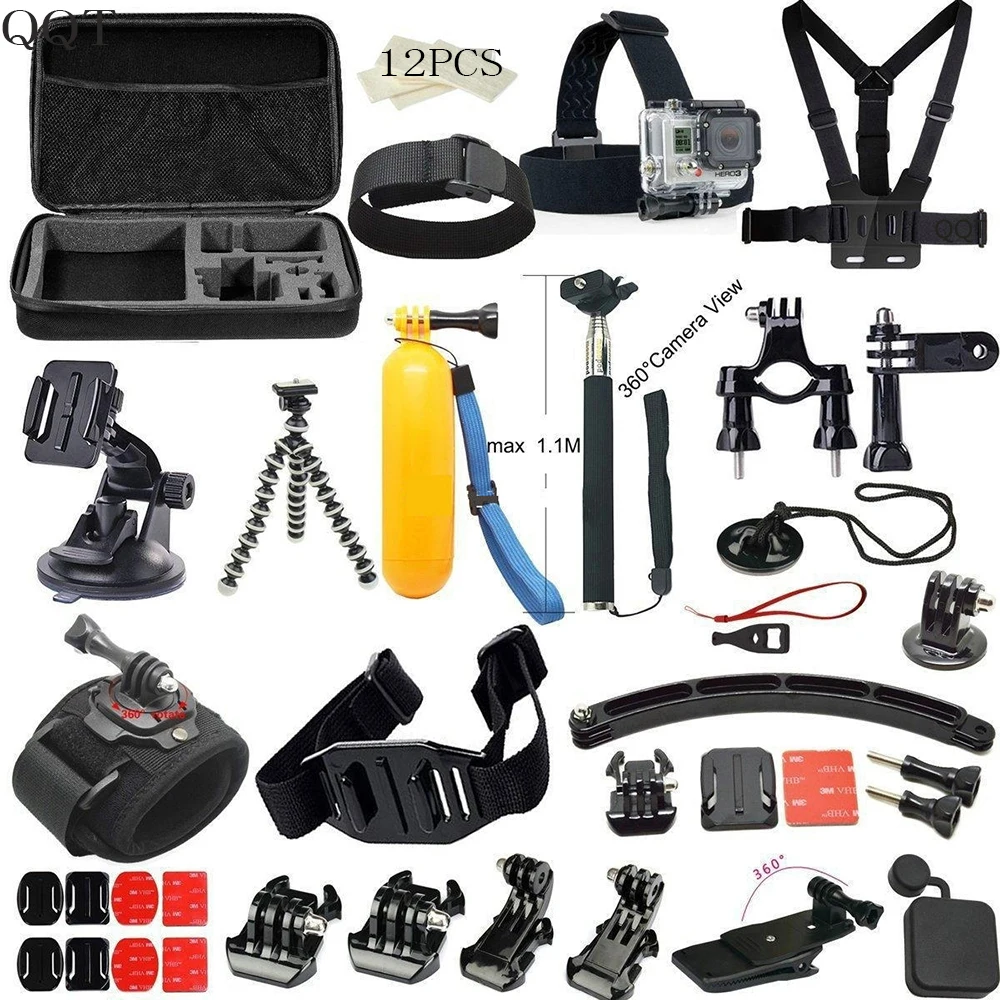  QQT for Gopro Accessories Kit Multi-function Foldable Adjustable Allin One For Xiaomi yi Camera tri