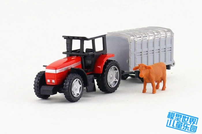 SIKU Massey Ferguson With Stock Trailer And Cow Super Scale Model Toy Gift 