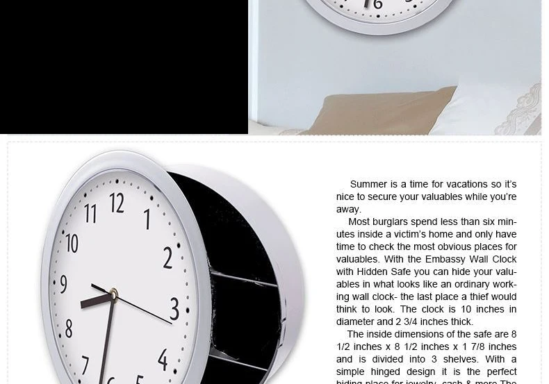 Новый 2017 настенные часы Сейф креативный Скрытая секрет ящик для хранения для наличные деньги для хранения ювелирных изделий Офис