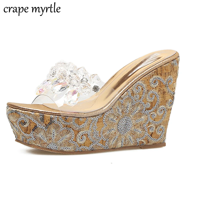 

crystal sandals women flip flops beach woman slippers summer sandals Wedges Sandals women slippers transparent Shoes YMA176