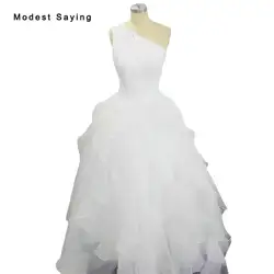 Элегантное бальное платье на одно плечо Свадебные платья 2018 с бисером Иллюзия сзади торжественное сексуальные трепал Свадебные платья