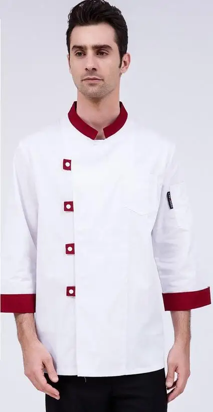 Новая куртка шеф-повара с длинным рукавом для взрослых, для отеля, ресторана, кухни, шеф-повара, Униформа, мужская летняя форма для шеф-повара, куртка, B-6530 - Цвет: M-White
