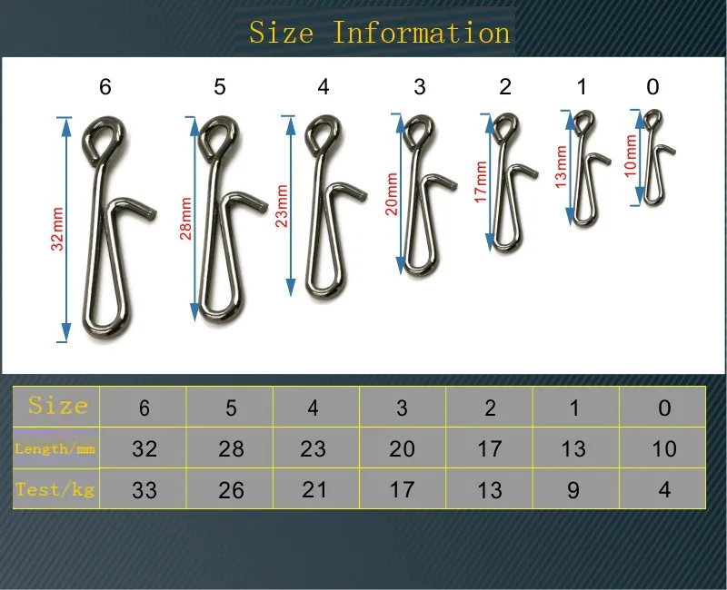 50 шт./лот Вертлюги для ловли карпа, соединительные снасти, аксессуары из нержавеющей стали, подвесные защелки, Размер 0#1#2#3#4#5#6