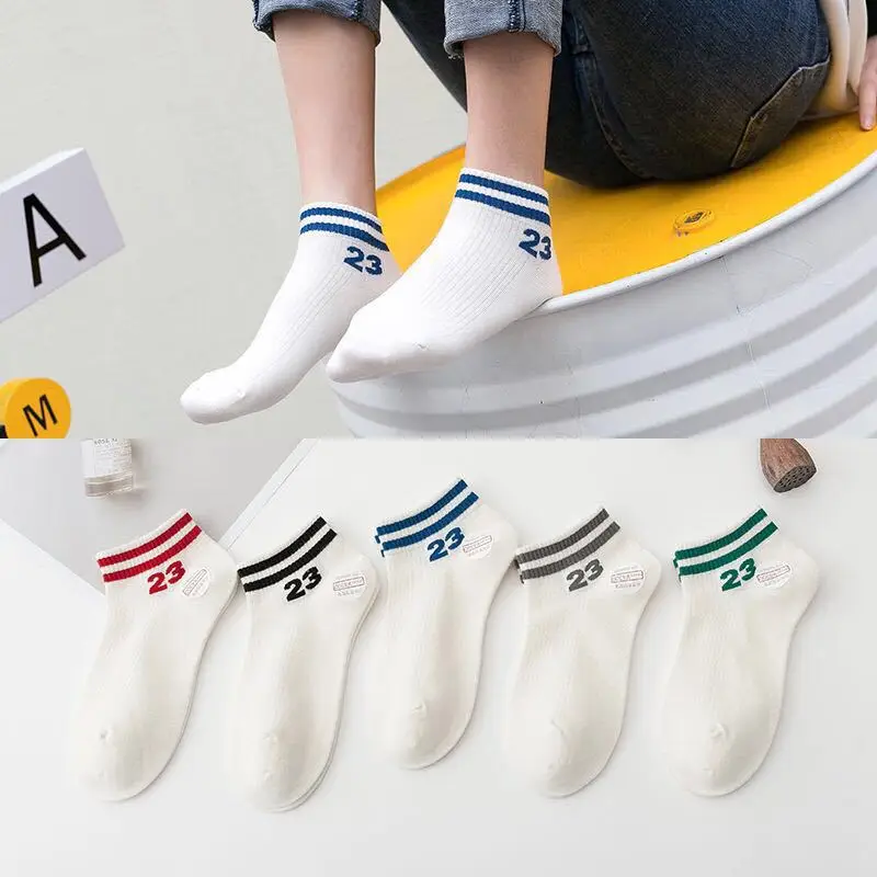 

SP&CITY 5Pairs Cheap Cartoon Short Funny Socks Women Cotton Ankle Print Socks Casual Breathable Summer Socks Student Week Sox