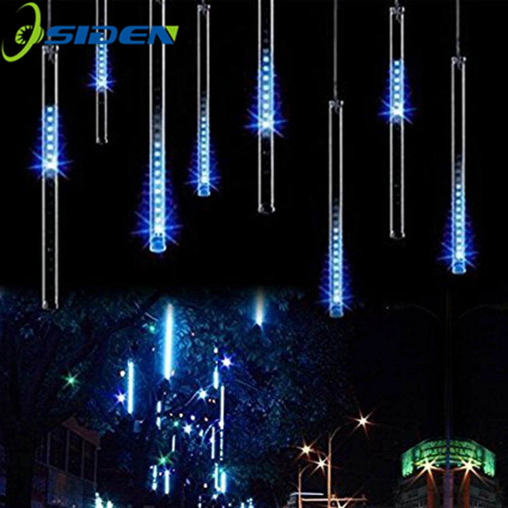 

LED Meteor Shower Lights 30CM 8 Tube Falling Rain Drop Icicle Snow Fall String LED Waterproof Christmas Lights for Holiday Xmas