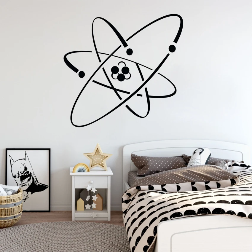 

Atom Electron Science Vinyl Wall Stickers Mural Chemistry Nuclear Physics Decor living Room Decoration For Wall Decal Poste J028