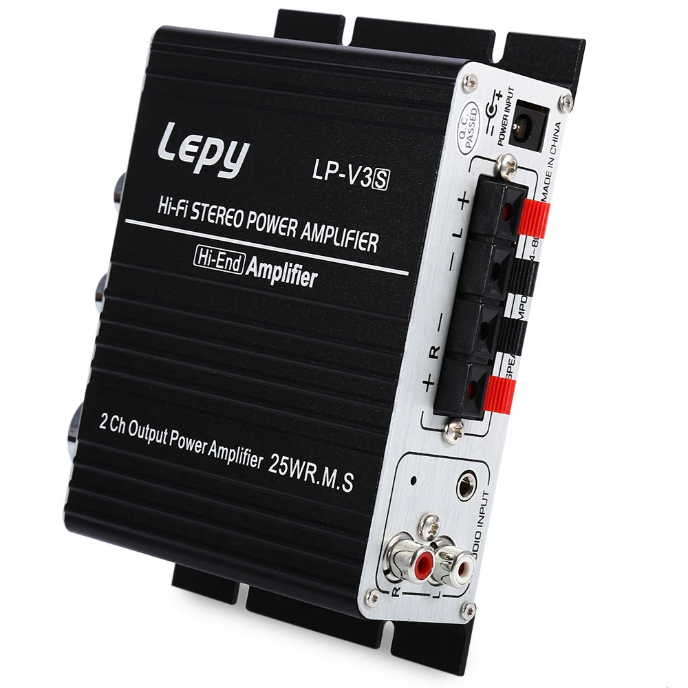 Lepy LP-V3 Mini Hi-Fi Stereo Digital Bass Output Power Amplifier 12V MP3 Car Audio Amplificador 2CH Speaker with Volume Control |