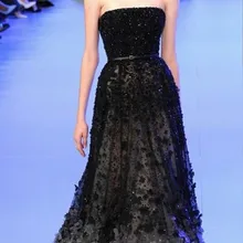 Новое поступление без бретелек в пол платья знаменитостей с продажей аппликация, украшение элегантное вечернее платье фатиновые платья для выпускного вечера