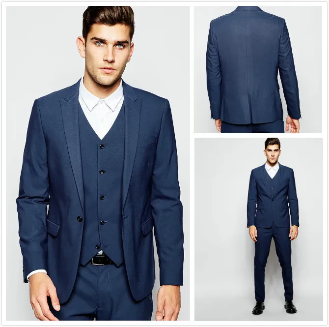 Dark Blue Wedding Suits Handsome Mens Suits Slim Fit Groom