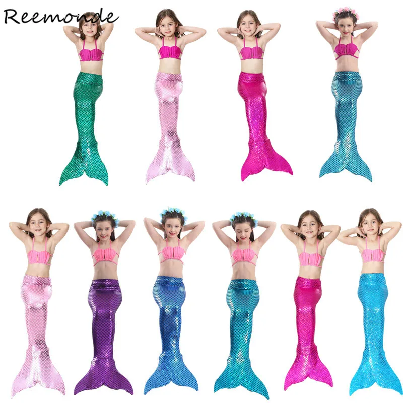 

Children Swimming Mermaid Tail And Monofin Bikini Swimsuit Glasses In Girls Little Mermaid Swimsuit Cosplay Costumes