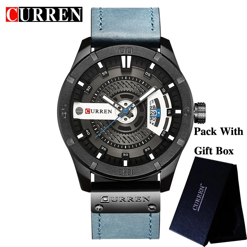 Мужские часы CURREN, мужские водонепроницаемые часы с календарем, спортивные военные мужские часы, лучший бренд класса люкс, мужские наручные часы с 3D циферблатом 8301 - Цвет: CU830103 with box