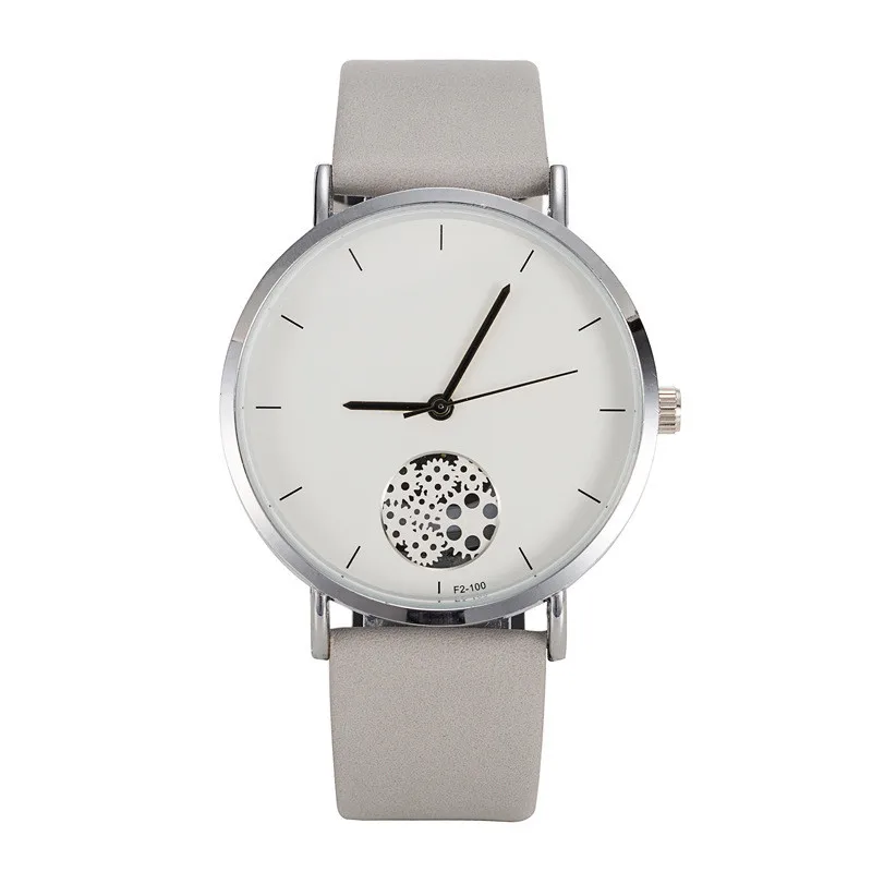 

Casual fashion gear creative men women watch BGG leather quartz watch Fine luxury male business clock