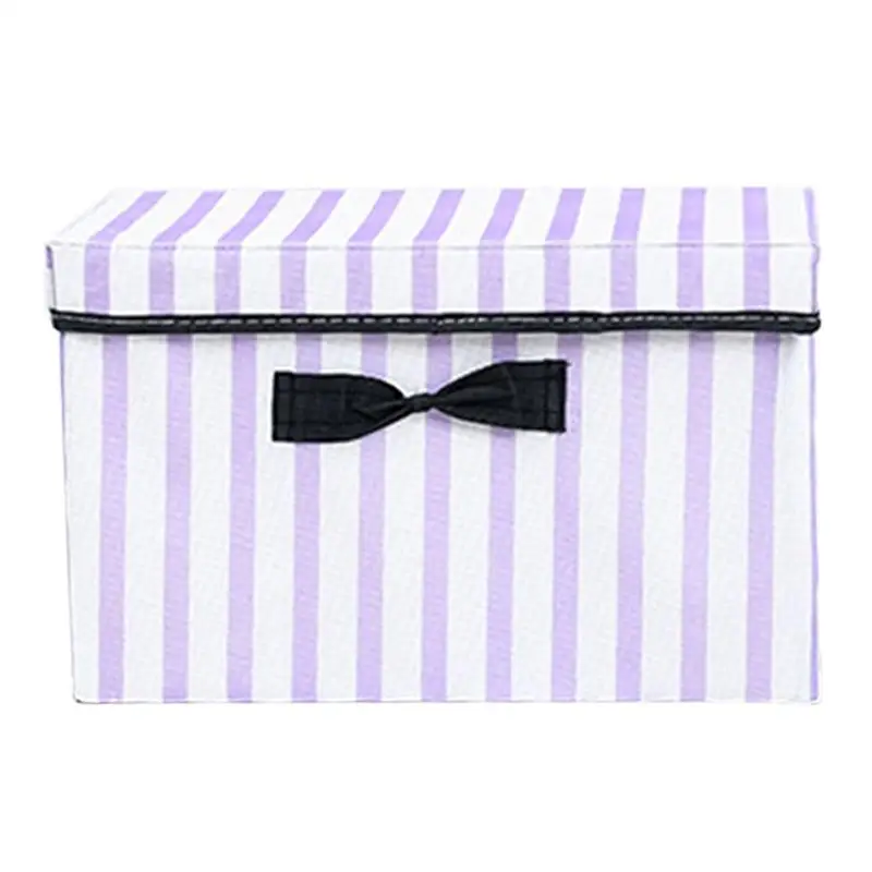 

Multi-Function Nonwoven Purple Stripes Folding Storage Box Portable Clothes Toy Quilts Organizer