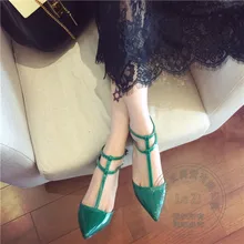Plain Plateau Ferse Schuh Winkle Picker Metall Ferse Stöckelschuhe 2016 Pu Spitze Schuhe Für Frauen T Strap Freizeit Stiletto Heels
